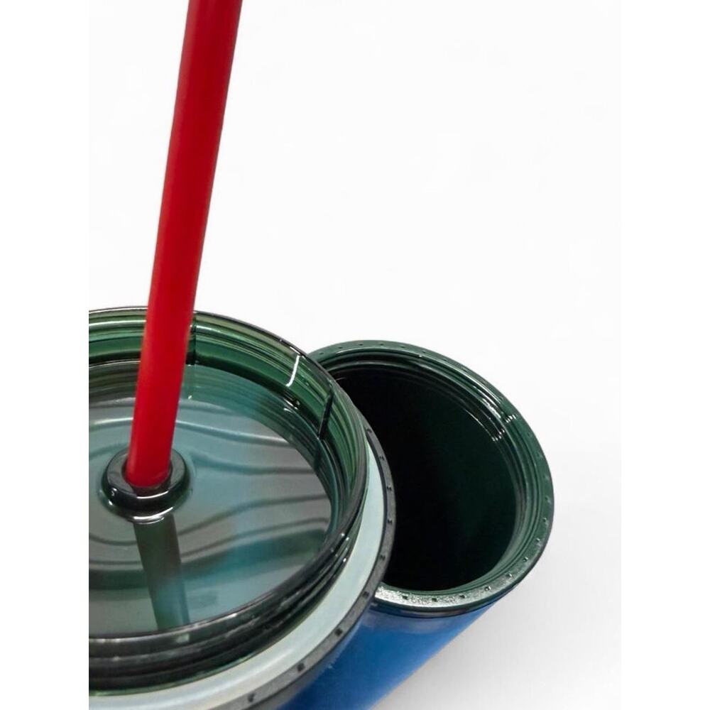 NEW Starbucks Floral Cup with Lid and Flower Straw, Green Red Clear Coffee Tea - Picture 3 of 7
